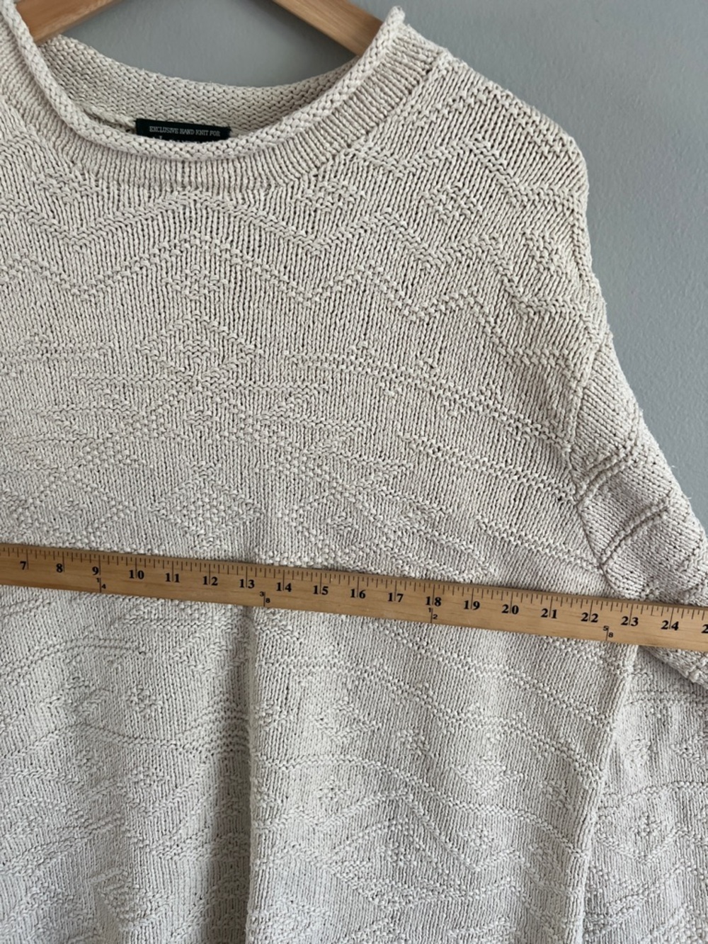 Lauren Ralph Lauren Hand Knit Cream Textured Crewneck Sweater oversized 3X - Picture 7 of 7